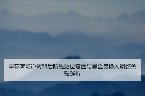 申花客场逆转背后防线站位复盘与吴金贵换人调整关键解析